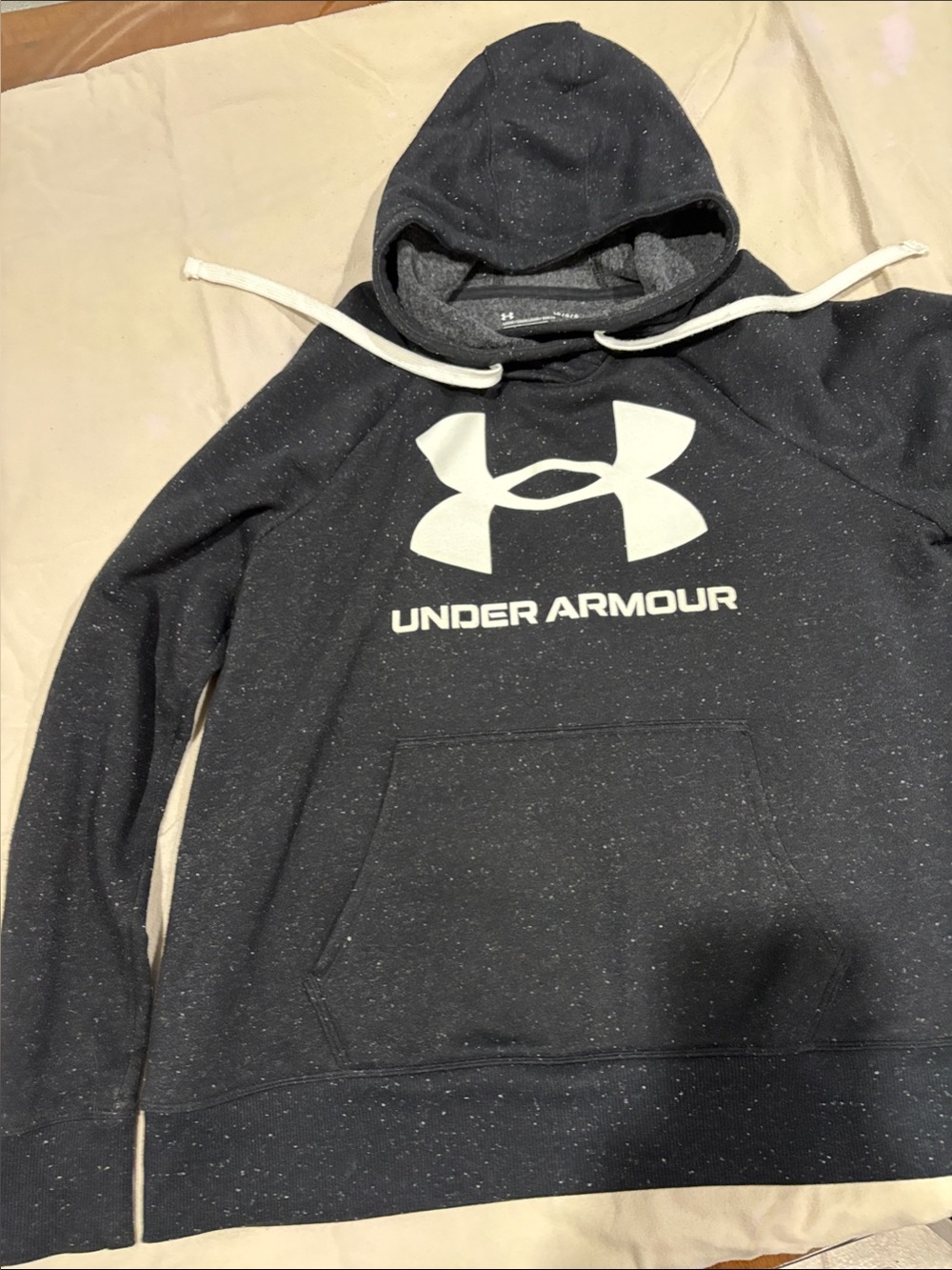 Under Armour Navy Speckled Hoodie with White Logo